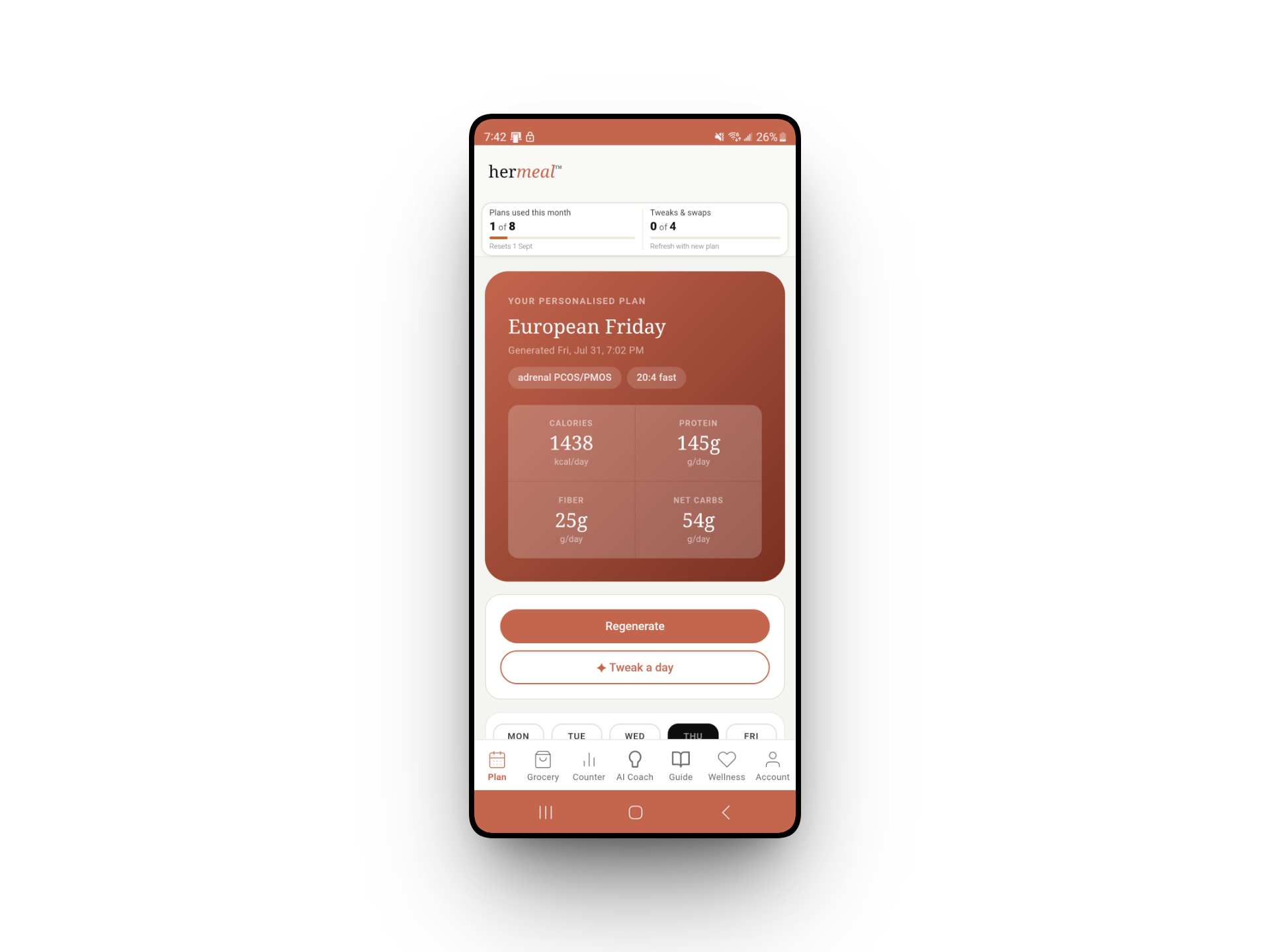 HerMeal personalised PCOS meal plan with macros