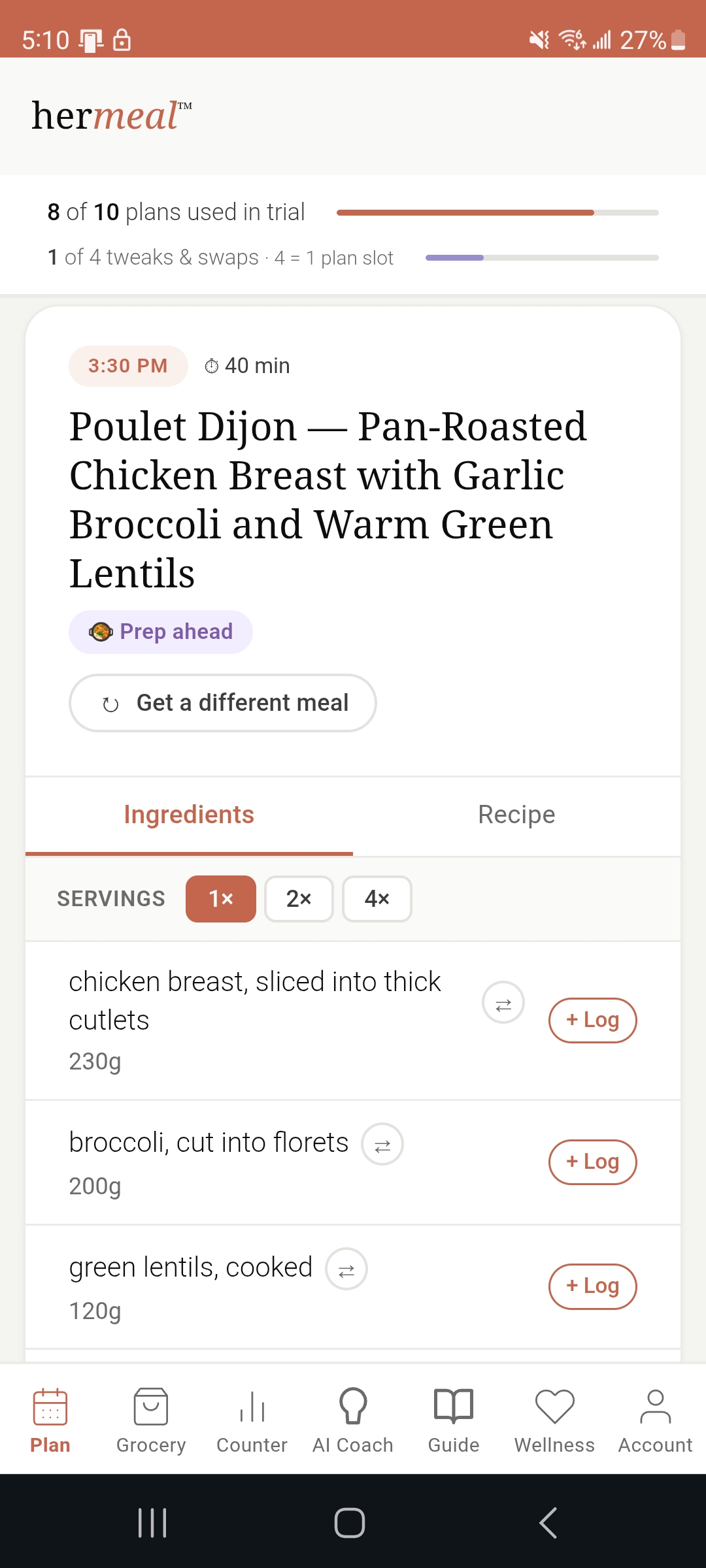 Recipe view